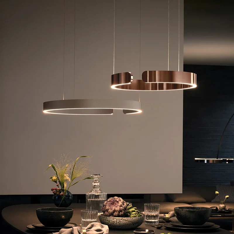 

Nordic Ring светодиодные подвесные лампы с регулируемой яркостью для гостиной, столовой, кухни, люстра, черный, золотой, домашний декор, подвесной светильник