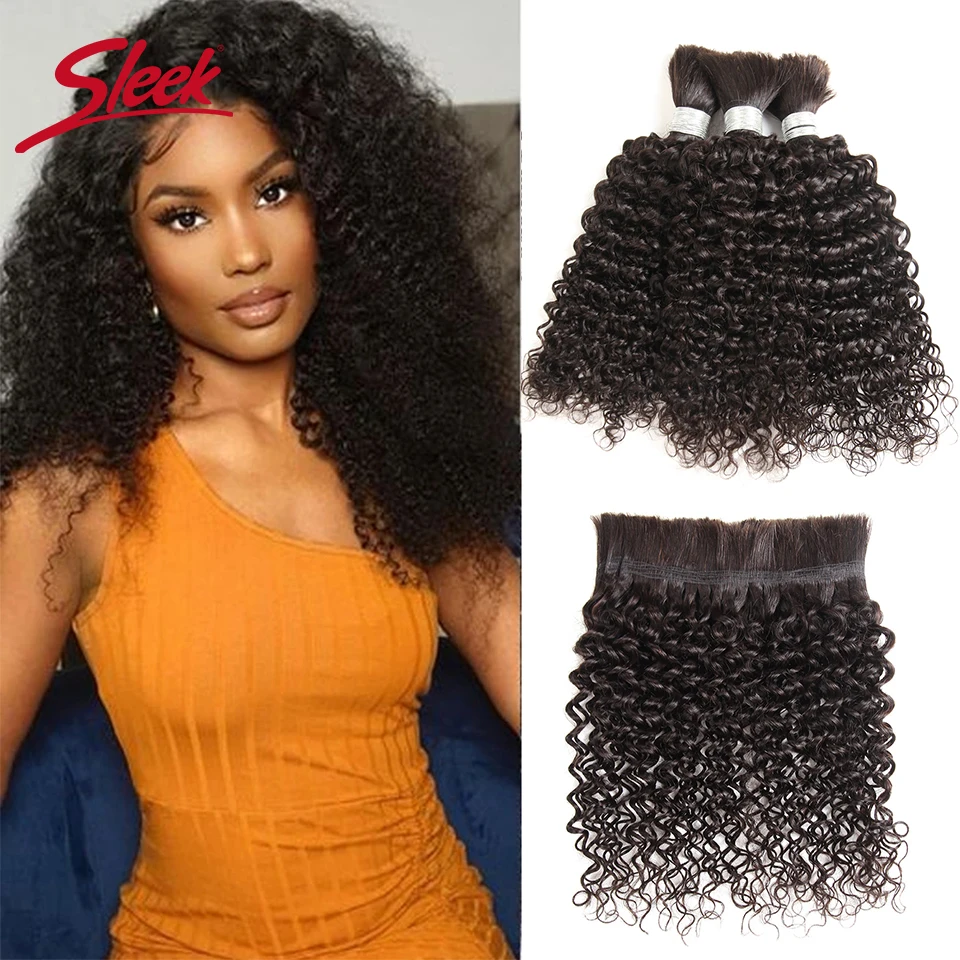 

Sleek Kinky Curly Bulk Human Hair Bundles Hair For Braiding Remy Natural Black 8 To 30 Inches Indian Crochet Braids No Weft