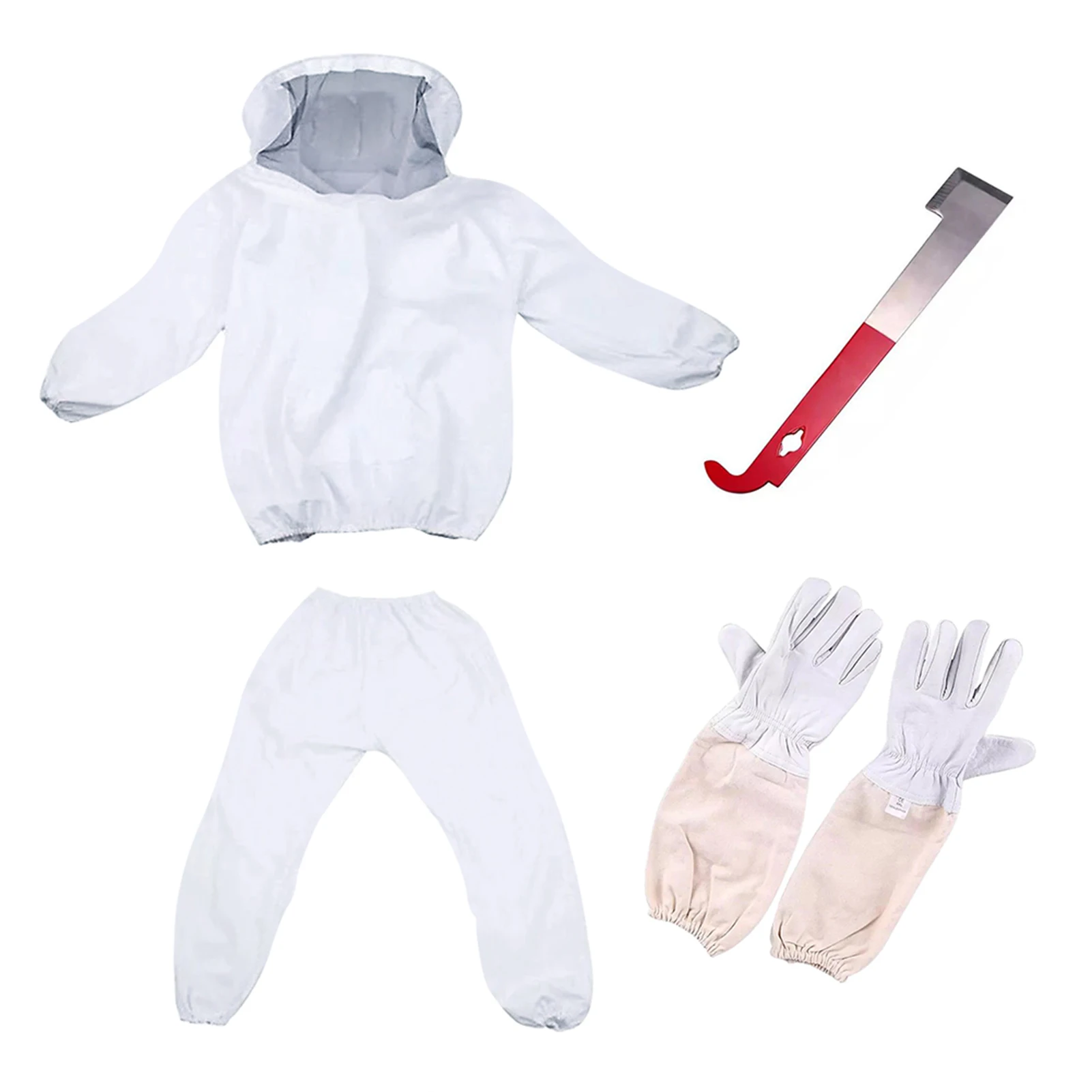 

4pcs Pants With Veil Hat Protective Bee Suit Set Hood Honeycomb Tool Beekeeping Equipment Gloves Professional Workwear Coverall