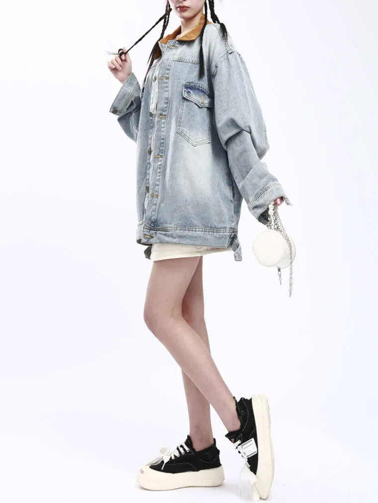 New Korean Denim Jacket Women Outerwear Oversized Jacket Female Vintage Loose Jacket
New Korean Denim Jacket Women Outerwear Oversized Jacket Female Vintage Loose Jacket