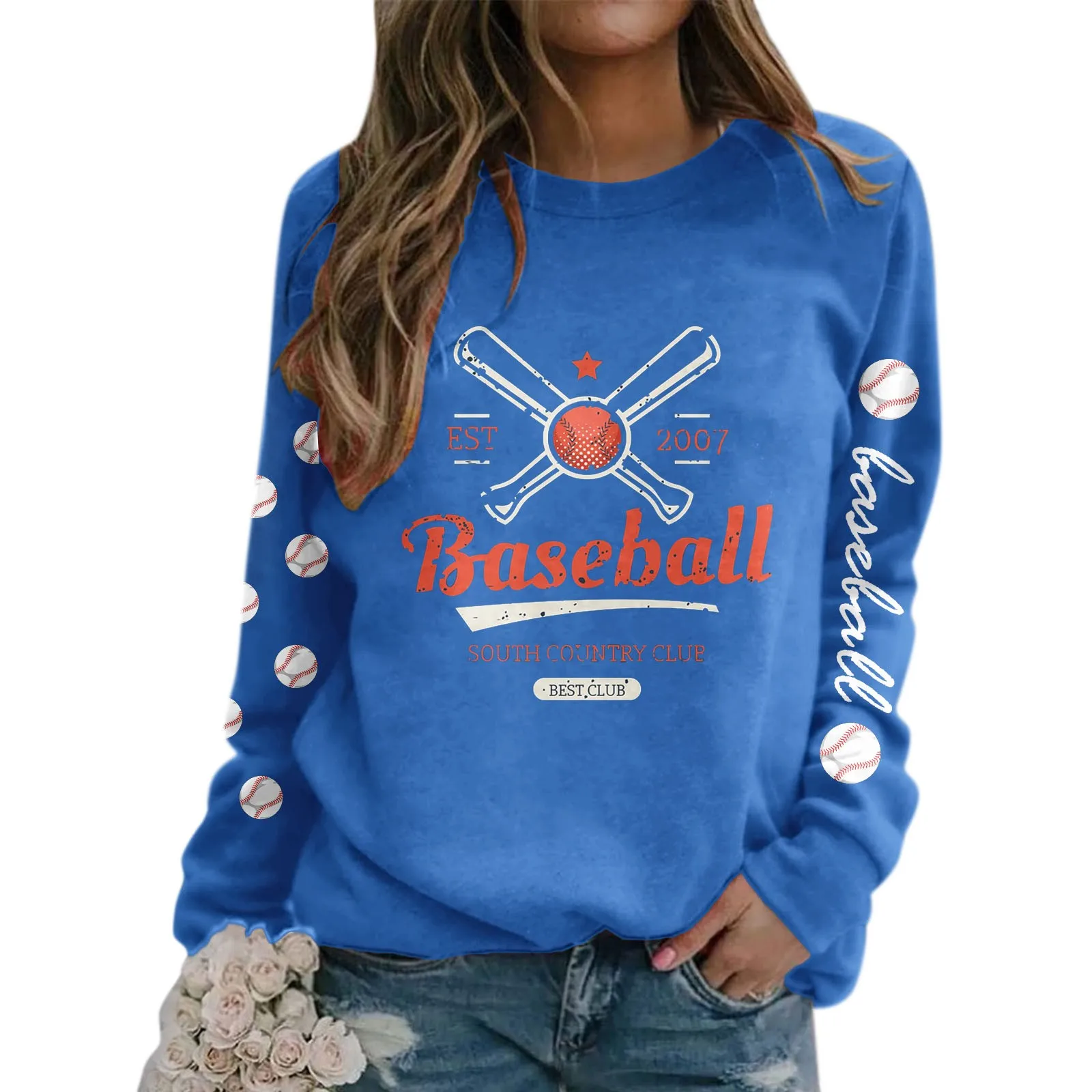 Thing Sweatshirts Women Casual Long Sleeve Round Neck Baseball Print Game Hoodless Sweatshirt Banded Sweatshirt Women
Thing Sweatshirts Women Casual Long Sleeve Round Neck Baseball Print Game Hoodless Sweatshirt Banded Sweatshirt Women