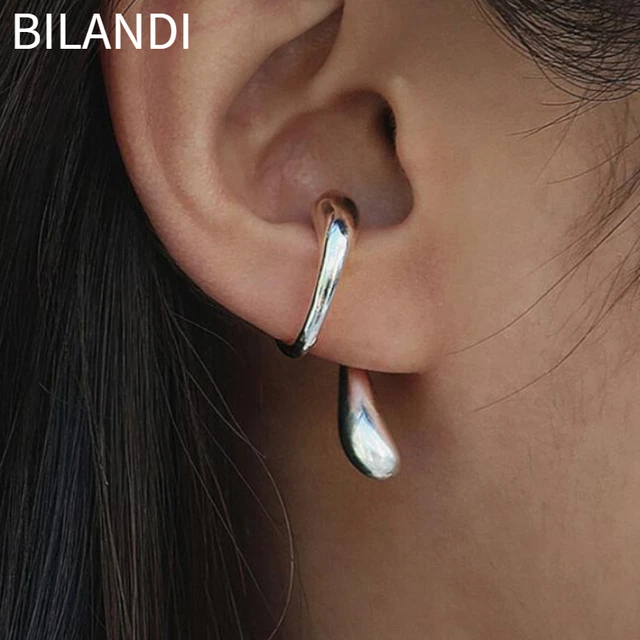 Bilandi-Boucles d'oreilles à clip en métal pour femmes et filles, bijoux modernes, tendance cool, cadeau de fête, accessoires de manchette fine, offre spéciale, nouveau, 2023 1