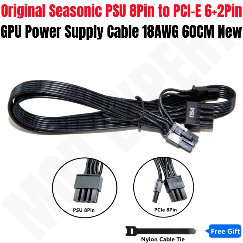 

Original SEASONIC 8Pin to PCIe 8Pin 6+2Pin GPU Power Cable for PRIME Ultra Gold GX-1000 GX-850 GX-750 GX-650 GX-550 Modular PSUs