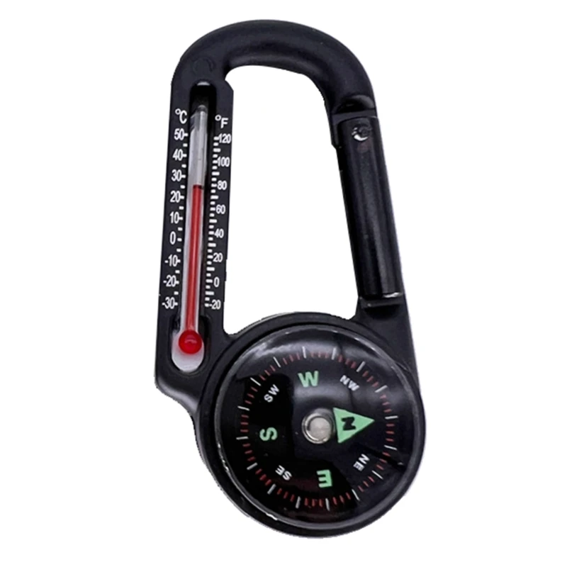 

Aluminum Alloy Carabiner with Built-In Thermometer 3 in1 Outdoor Hook Compasses