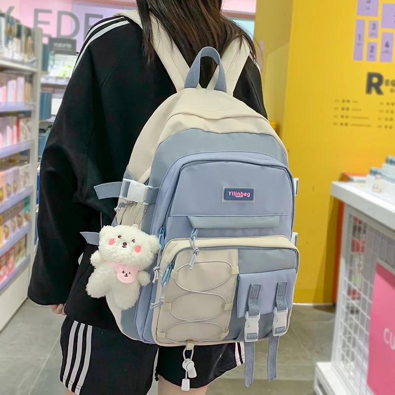 Женская милая повседневная школьная сумка в стиле Харадзюку, женский рюкзак с перекрестной веревкой для колледжа, милый женский рюкзак для ноутбука, модная Женская дорожная сумка для книг 
Женская милая повседневная школьная сумка в стиле Харадзюку, женский рюкзак с перекрестной веревкой для колледжа, милый женский рюкзак для ноутбука, модная Женская дорожная сумка для книг