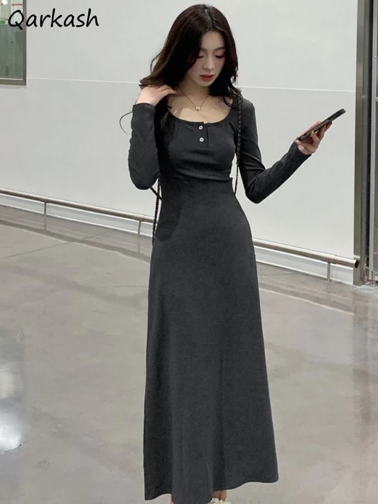 French Long Dresses for Women Button Fashion Slim Temper Feminine Spring Basic Vestidos De Mujer Minimalist Elegant Retro Casual 
French Long Dresses for Women Button Fashion Slim Temper Feminine Spring Basic Vestidos De Mujer Minimalist Elegant Retro Casual