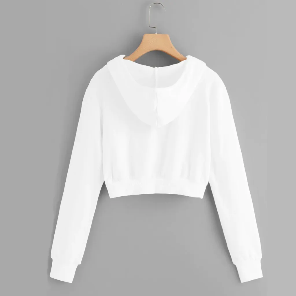 White Short Hooded Sweatshirt Women's Casual Solid Zipper Long Sleeve Shirt Crop Tops Pocket Women's Blouse Sweatshirt Spring
White Short Hooded Sweatshirt Women's Casual Solid Zipper Long Sleeve Shirt Crop Tops Pocket Women's Blouse Sweatshirt Spring