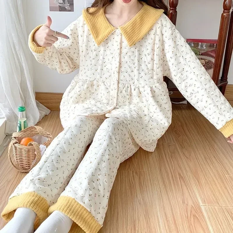 

Pure Winter Women Air Homewear Warm Pajamas Postpartum Sleepwear New Loungewear 2023 Breastfeeding Pregnant Autumn Cotton