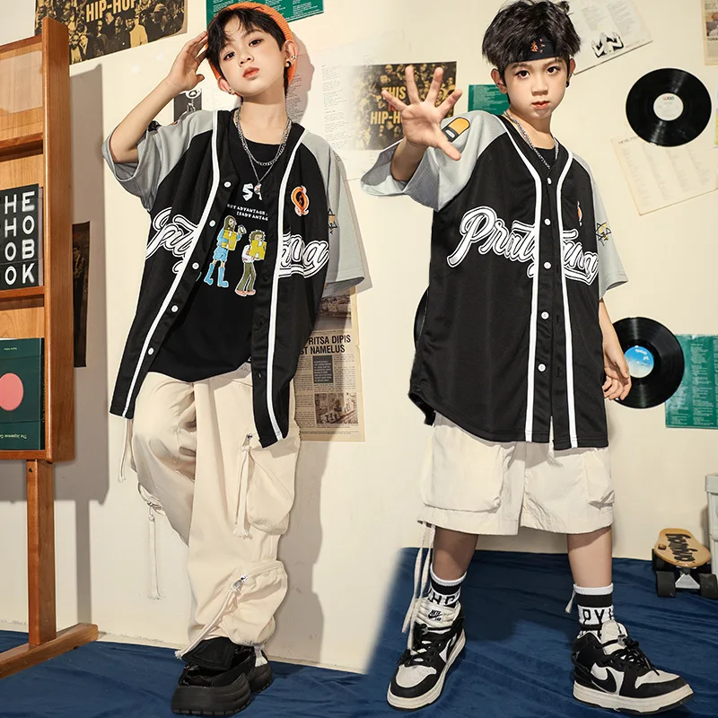 Jazz Dance Rave Clothes Boys Black Baseball Shirt Beige Loose Pants Streetwear Teenage Children Hip Hop Dance Group Stage Wear
Jazz Dance Rave Clothes Boys Black Baseball Shirt Beige Loose Pants Streetwear Teenage Children Hip Hop Dance Group Stage Wear