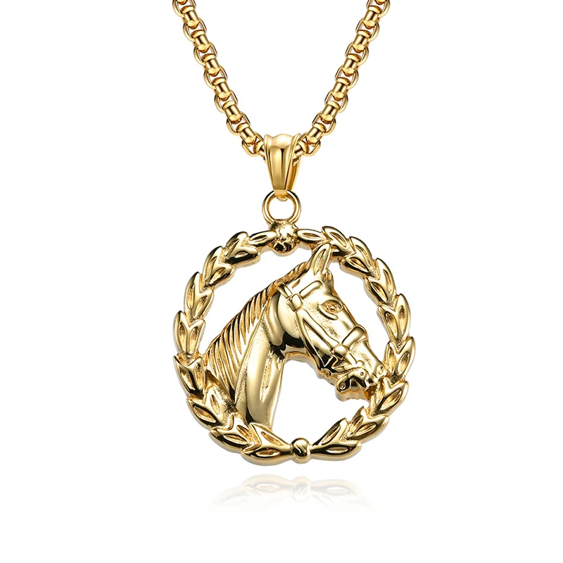 Black Gold Silver Color Titanium Steel Ear of wheat Horse Head Pendants Necklaces for Men Punk Rock Jewelry Drop Shipping
Black Gold Silver Color Titanium Steel Ear of wheat Horse Head Pendants Necklaces for Men Punk Rock Jewelry Drop Shipping