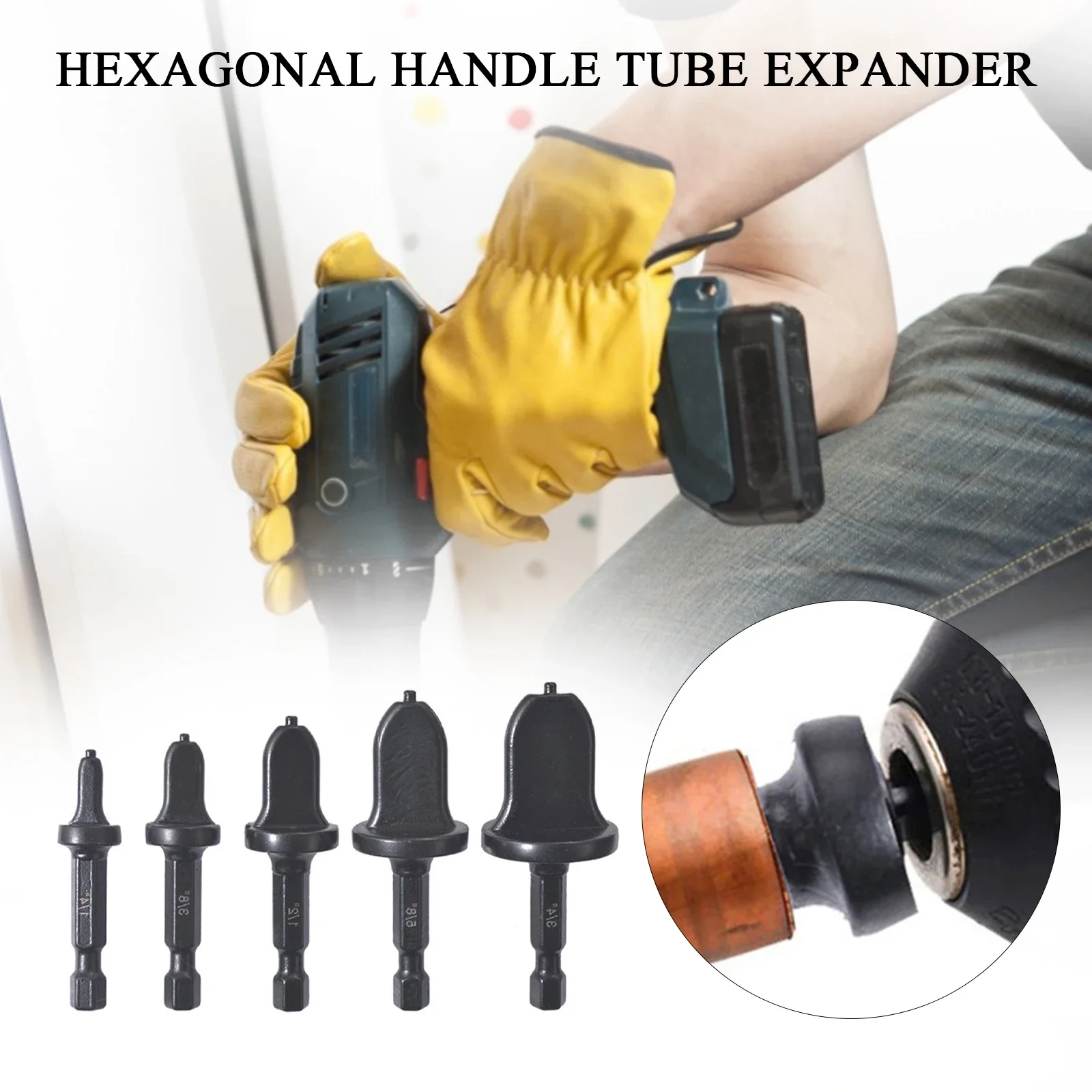

5pcs Copper Pipe Reamer Hexagonal Handle Pipe Expander Air-conditioning Pipe Expander Tool Set1/4” 3/8” 1/2” 5/8” 3/4”