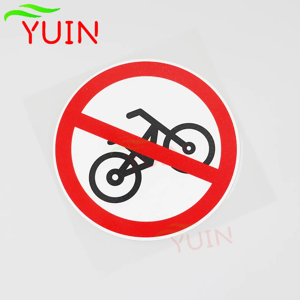 

YUIN Cycling Is Forbidden Here Warning Sign Car Sticker Auto Accessories PVC Bumper Window Decoration Waterproof Decal 12*12cm