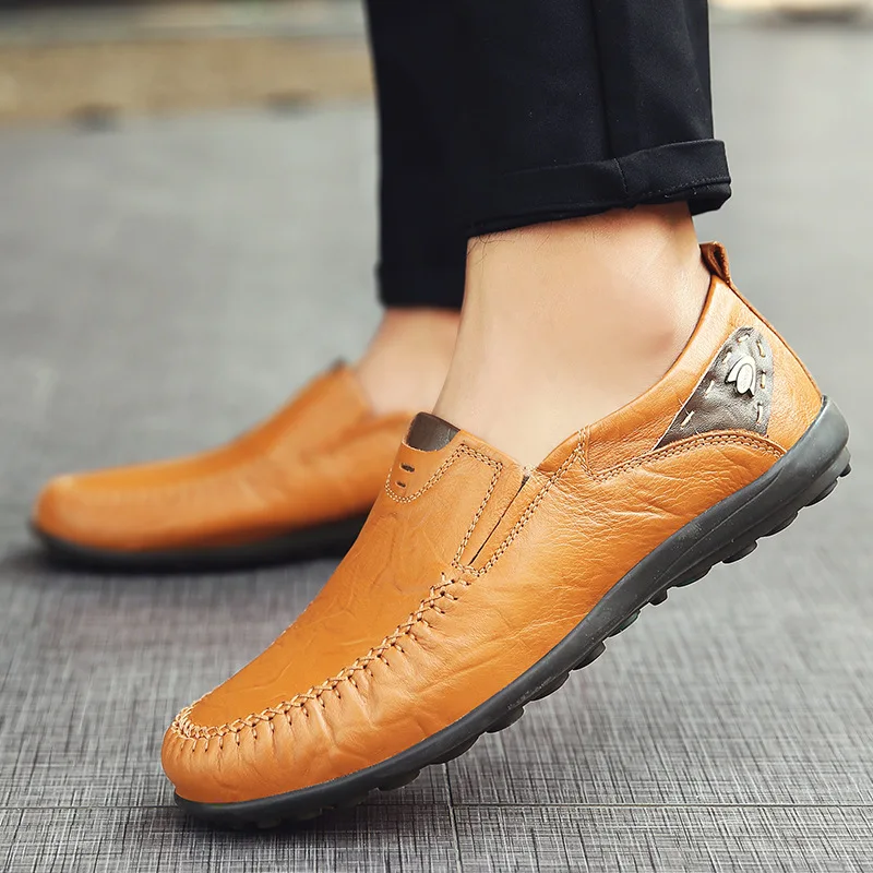 

Men's Leather Shoes Simple Stylish Loafers Casual Leather Shoes plus Size Men's Shoes Summer Business Moccasins