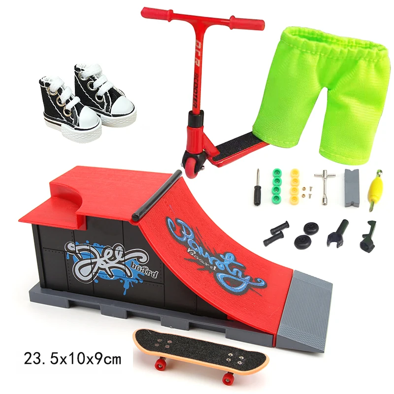 Generic Mini Scooter Finger Skatepark Fingerboard Skate Ramp Parts Sets Skateboard Tech