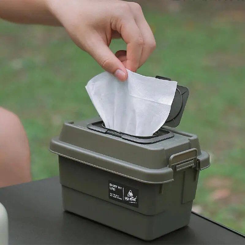 

Outdoor Desktop Case Rainproof Tissue Paper Box Camping Storage Box Napkin Ditty-bags Camping Picnic Seasoning Bottle Organizer