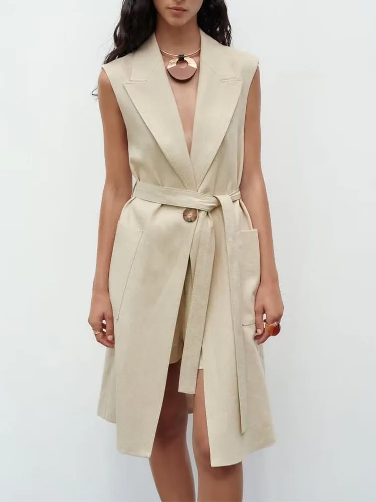 Женское платье-жилет без рукавов, повседневное приталенное платье с поясом и льняным смешанным жилетом на лето
Женское платье-жилет без рукавов, повседневное приталенное платье с поясом и льняным смешанным жилетом на лето