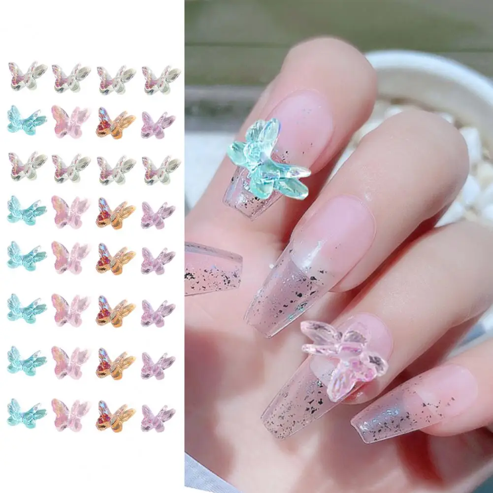 

1 Bag Butterfly Nail Decor Exquisite Shape Vibrant Color Realistic Stunning Visual Effect Non-Fading 3D Butterfly Nail Art Ornam