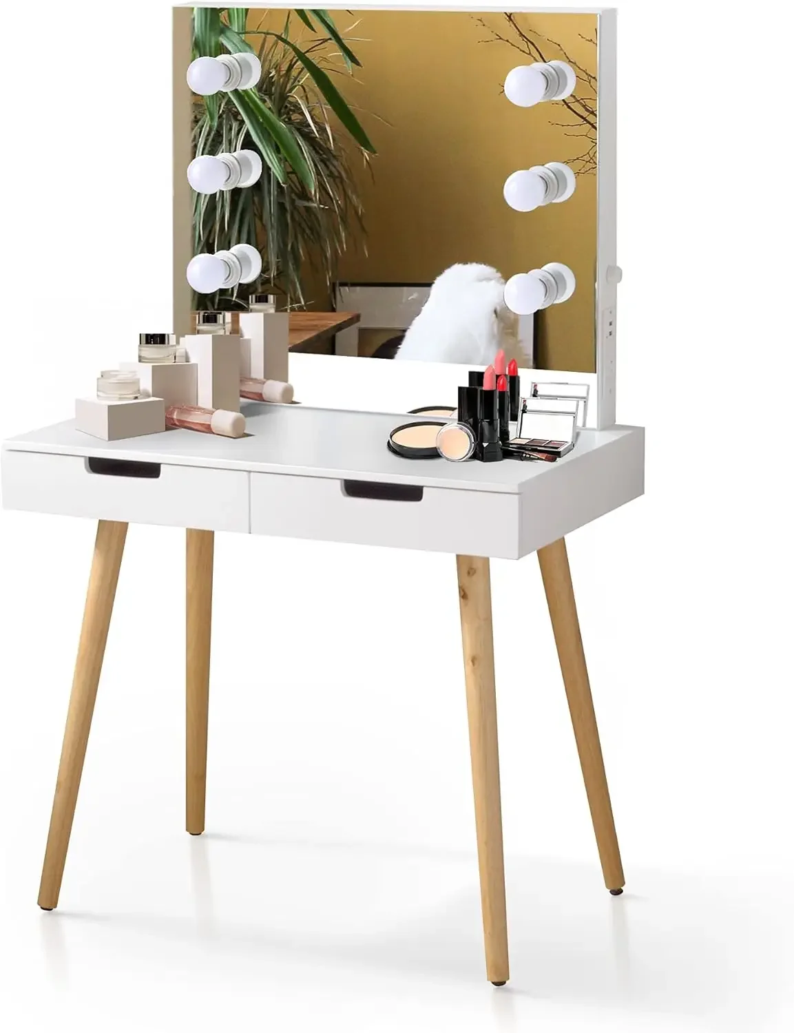Vanity Table with 6 LED Light Makeup Mirror 2 Drawers USB Port Makeup Dressing Desk for Small Spaces Bedside,for Women Girlsi
Vanity Table with 6 LED Light Makeup Mirror 2 Drawers USB Port Makeup Dressing Desk for Small Spaces Bedside,for Women Girlsi