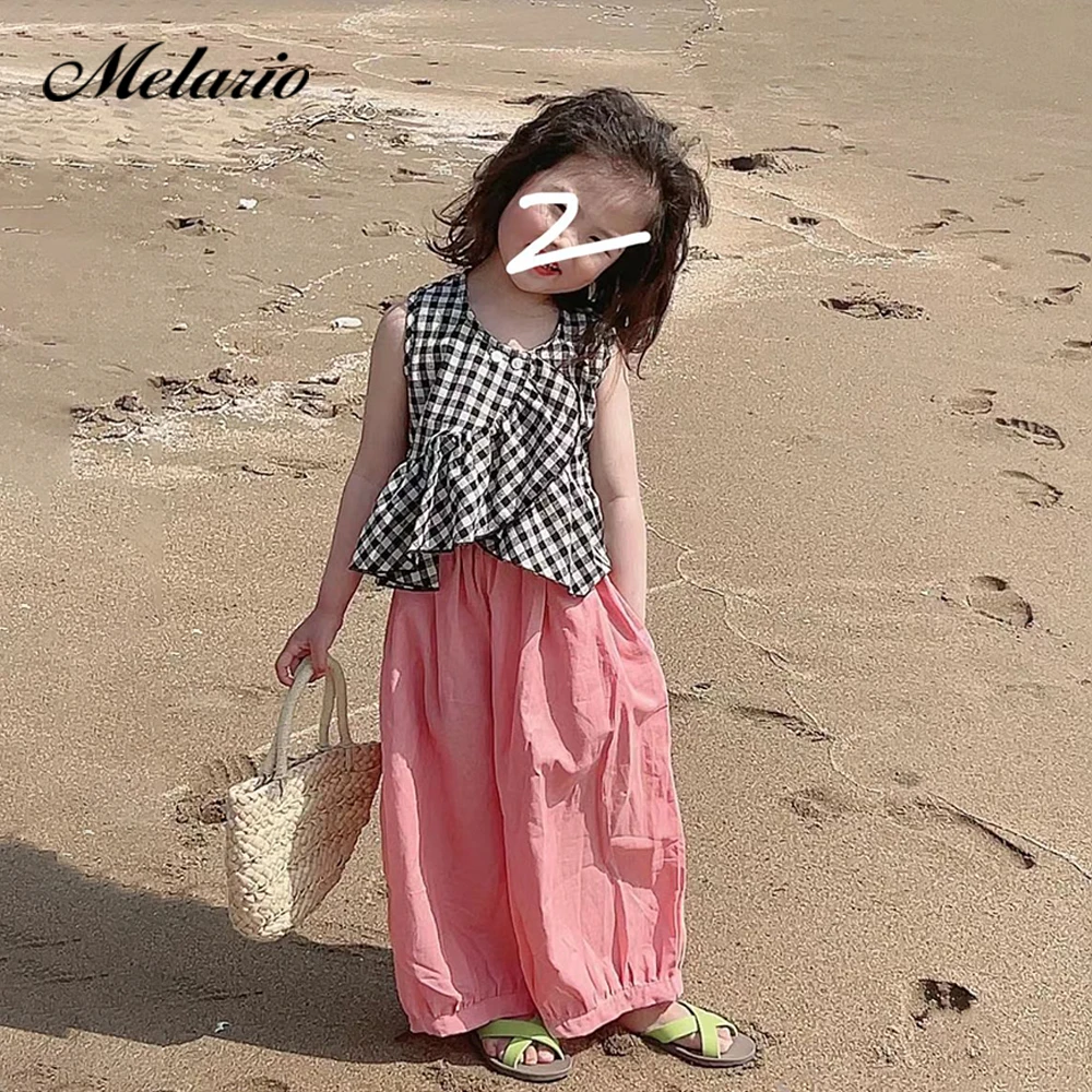 Melario Children's Set New Fashion Summer Set Sweet Plaid Tank Top+Pink Wide Leg Pants Two Piece Cute Fashion Holiday Set
Melario Children's Set New Fashion Summer Set Sweet Plaid Tank Top+Pink Wide Leg Pants Two Piece Cute Fashion Holiday Set
