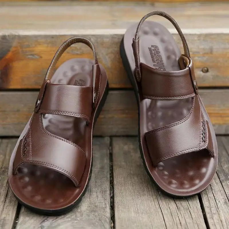 صنادل رجالية 2023 جديدة من الجلد الناعم، أحذية شاطئية غير رسمية مقاومة للانزلاق ومقاومة للتآكل، صنادل صيفية مزدوجة الاستخدام ... صنادل رجالية 2023 جديدة من الجلد الناعم، أحذية شاطئية غير رسمية مقاومة للانزلاق ومقاومة للتآكل، صنادل صيفية مزدوجة الاستخدام ...