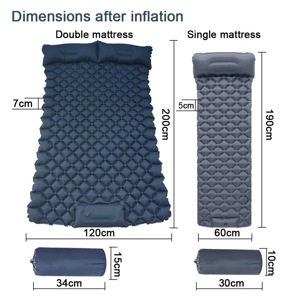 

Hiking Travel Sleeping Pad Folding 1/2 Person Outdoor Camping Inflatable Mattress with Pillows Ultralight Air Cushion Trekking