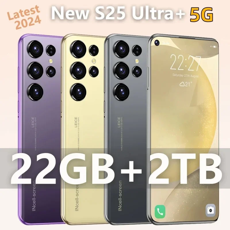 

Mobile Phones S25 Ultra 6.8 HD Screen Smart Phone Original 22G+2T 5G Dual Sim Celulares Android Unlocked 108MP 7800mAh S24 Ultra