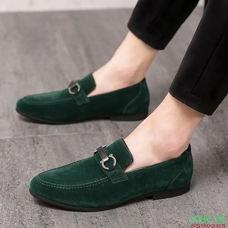 

Classic Green Men's Suede Moccasins Large Size 47 Breathable Leather Loafers Men Low Slip-on Casual Shoes for Men