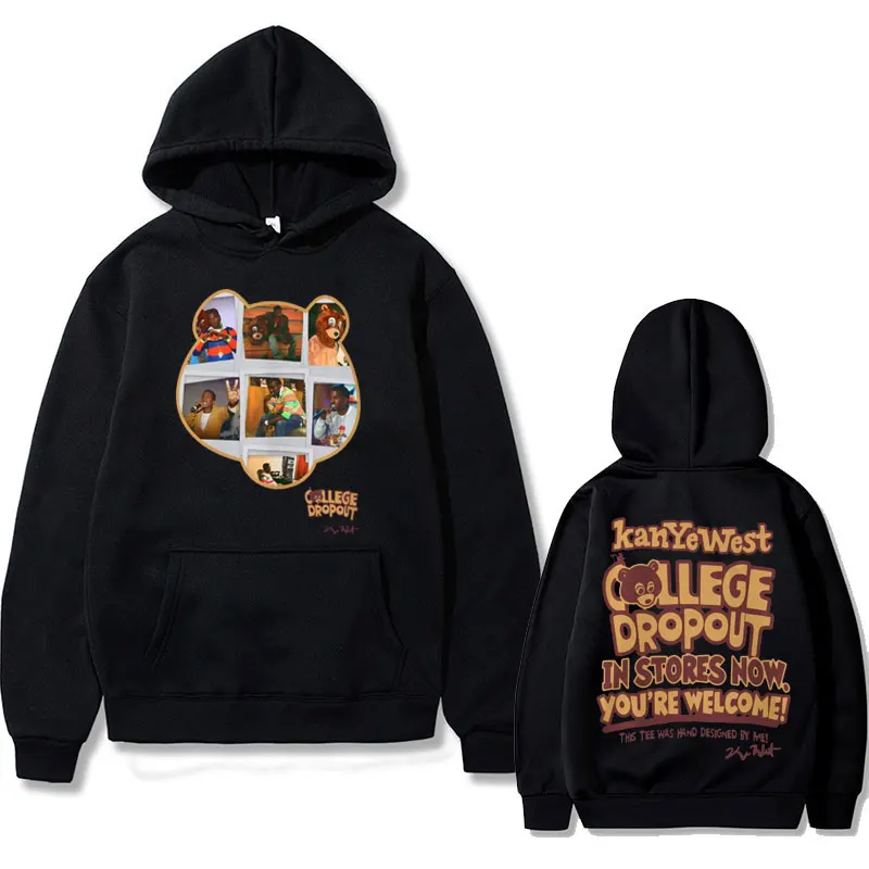 

Rapper Kanye West The College Dropout Graphic Hoodie Male Hip Hop Vintage Hooded Sweatshirt Men Fashion Casual Hoody Pullover