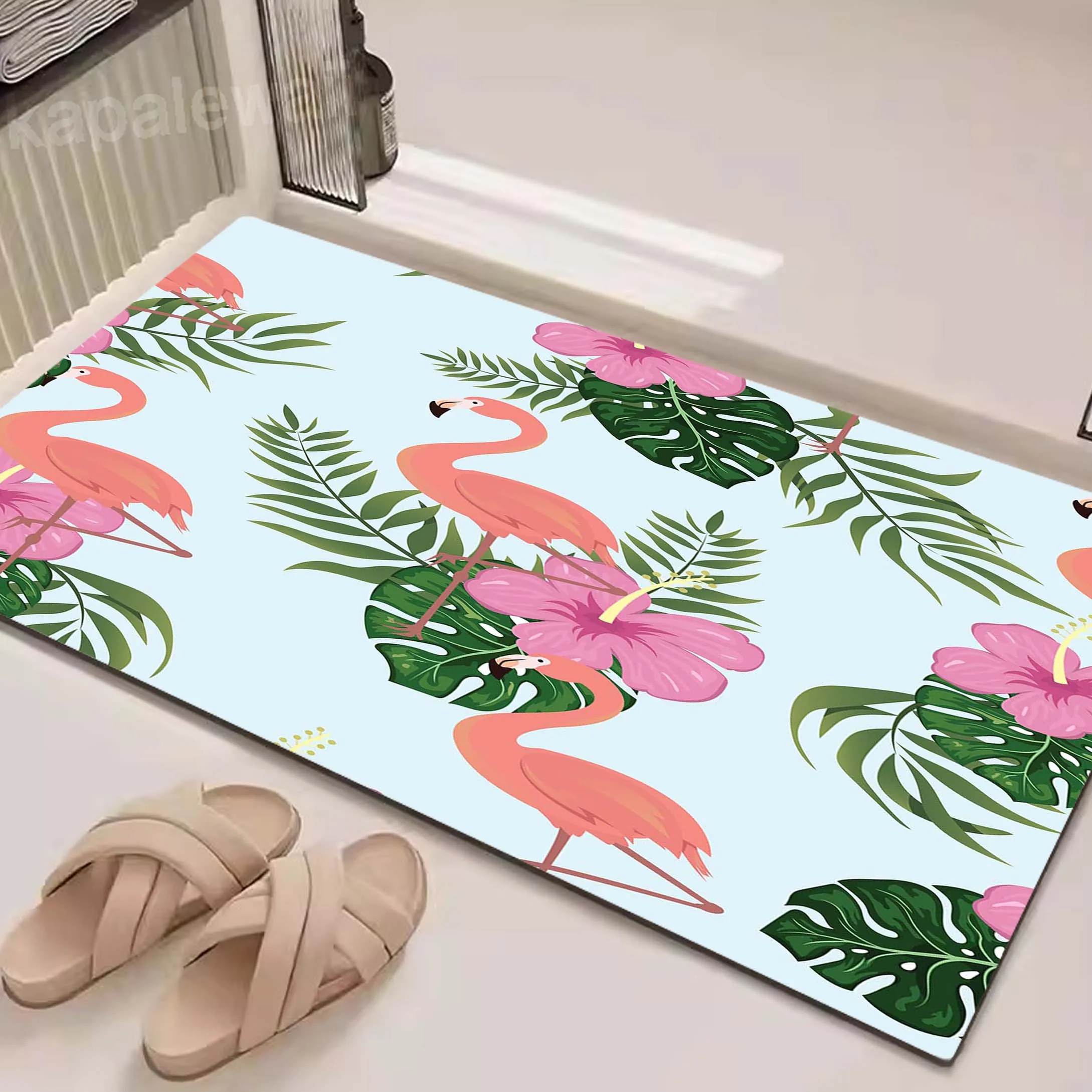 

Kitchen Floor Mat Bedroom Living Room Bedside Area Rug Hallway Soft Washable Carpet The Flamingo Pattern Diatom Floor Mat