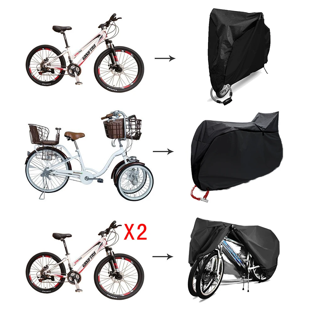 

Hassle-Free Bike Cover Heavy Duty Bikes Covers With 3 Windproof Buckles Metal Ring Anti-theft Hole For 1 Or 2 Bikes
