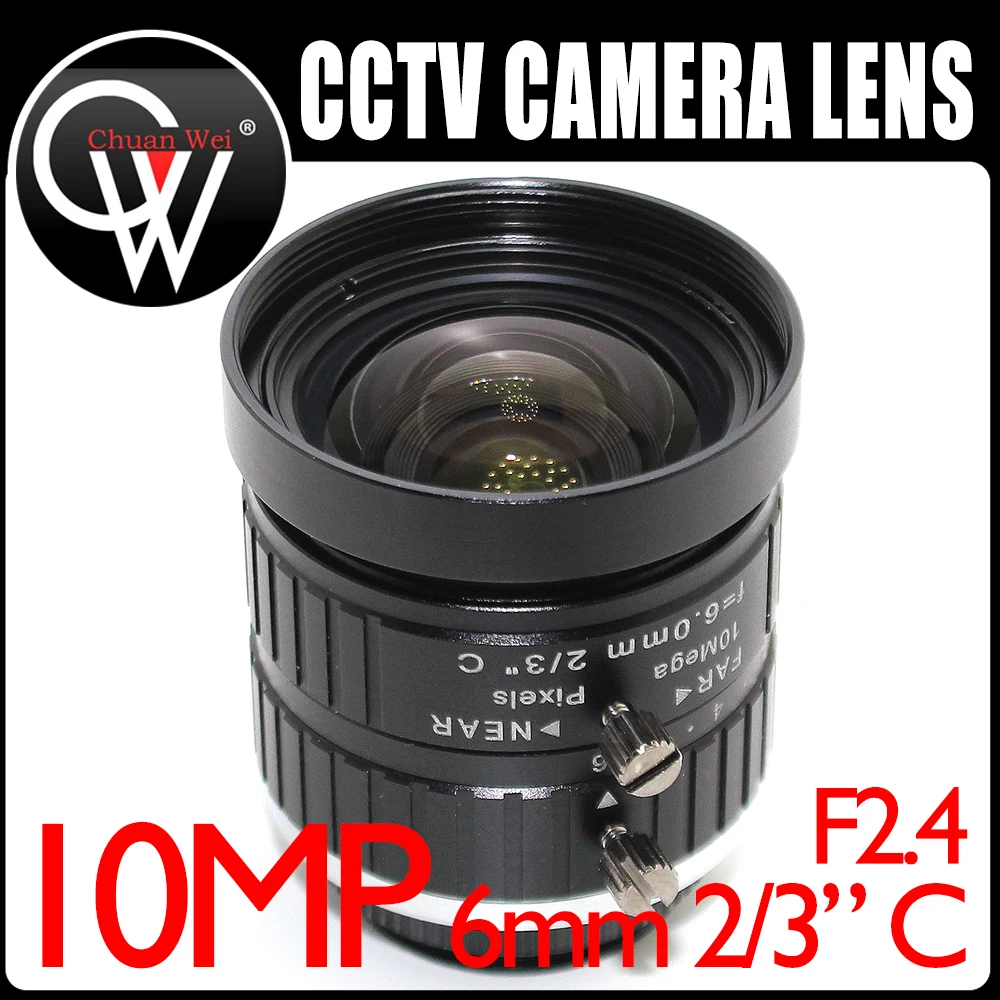 

10mp 6mm lens 2/3" C Mount Lens IR F2.4 Manual Iris Industrial lens for IP CCTV CCD Camera BOX USB CAMERA