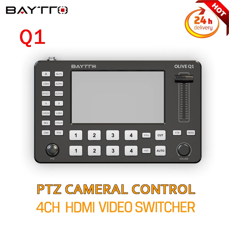 

BAYTTO Q1 5" Live Streaming Video Switcher 4xHDMI-Compatibled Input USB3.0 Multi Format Studio Record Preview Camera Youtube