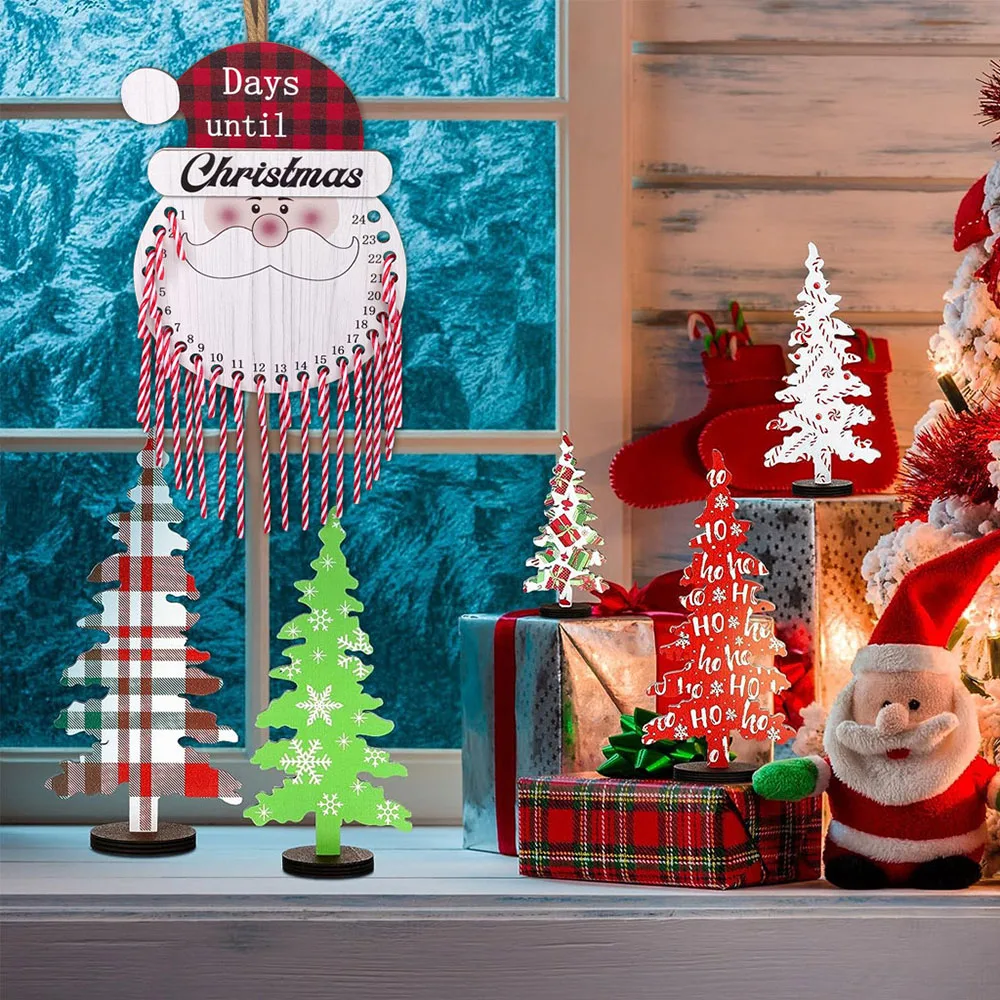 

24 Candys Cane Рождественский подвесной календарь, стильный праздничный Счетный планировщик для входной двери