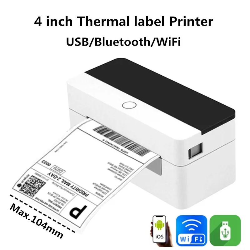 Shipping Label Express Waybill Address Sticker USB Bluetooth WiFi 4-inch Thermal Barcode Printer For Android IOS Windows Mac OS
Shipping Label Express Waybill Address Sticker USB Bluetooth WiFi 4-inch Thermal Barcode Printer For Android IOS Windows Mac OS