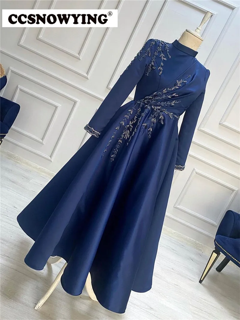 Long Sleeve High Neck Muslim Evening Dresses Satin Appliques Hijab Islamic Formal Party Gown A Line Arabic Dubai Robes De Soirée
Long Sleeve High Neck Muslim Evening Dresses Satin Appliques Hijab Islamic Formal Party Gown A Line Arabic Dubai Robes De Soirée