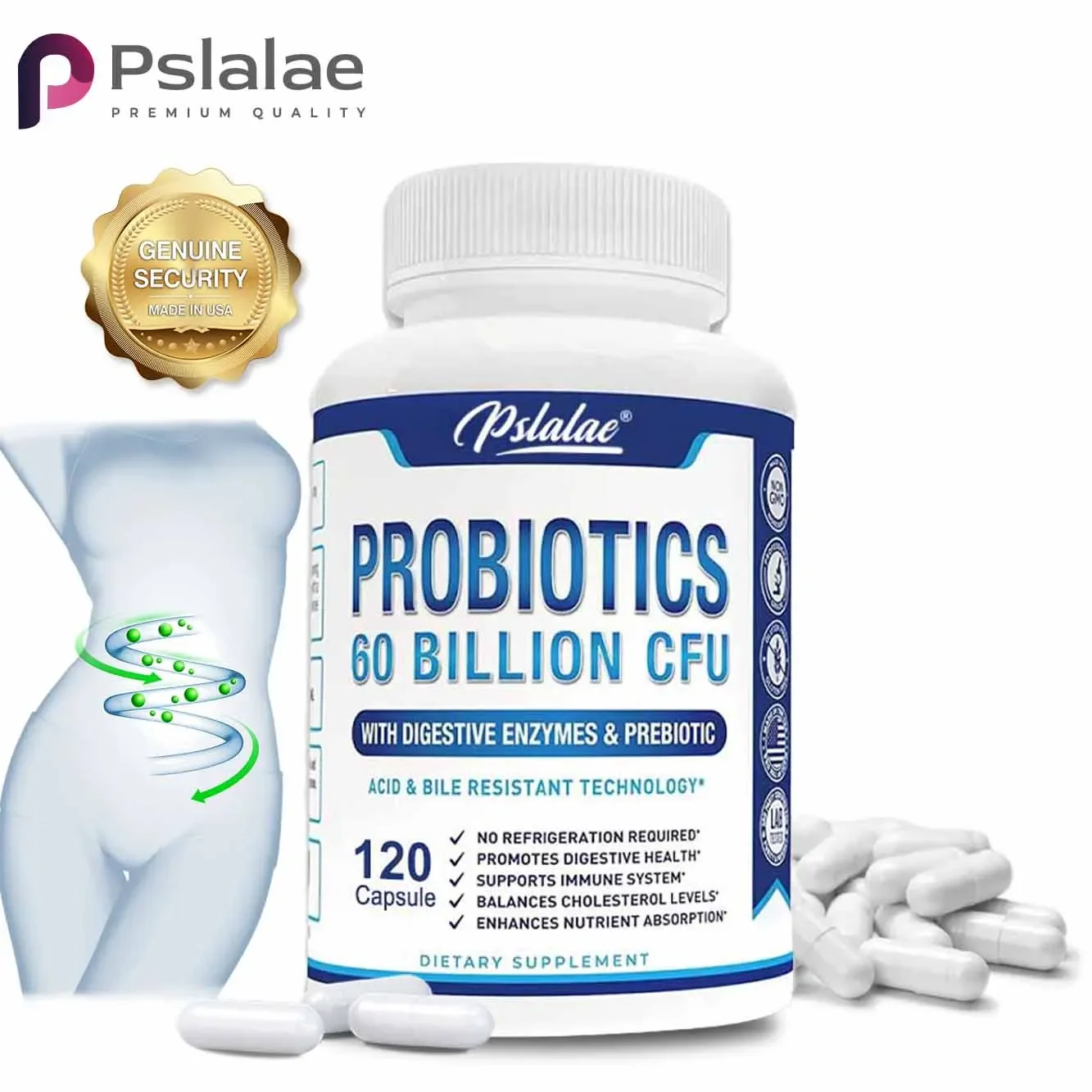 Premium Probiotic Capsules 60 Billion CFU - Contains Prebiotics and Digestive Enzymes To Promote Gastric Digestion
Premium Probiotic Capsules 60 Billion CFU - Contains Prebiotics and Digestive Enzymes To Promote Gastric Digestion
