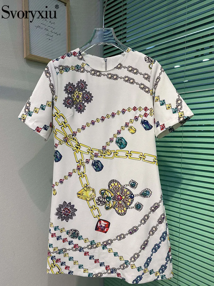 Svoryxiu Runway Fashion Summer Vintage Print Mini Dress Women's Short Sleeve Diamonds Loose Waist Holiday Casual Short Dress
Svoryxiu Runway Fashion Summer Vintage Print Mini Dress Women's Short Sleeve Diamonds Loose Waist Holiday Casual Short Dress
