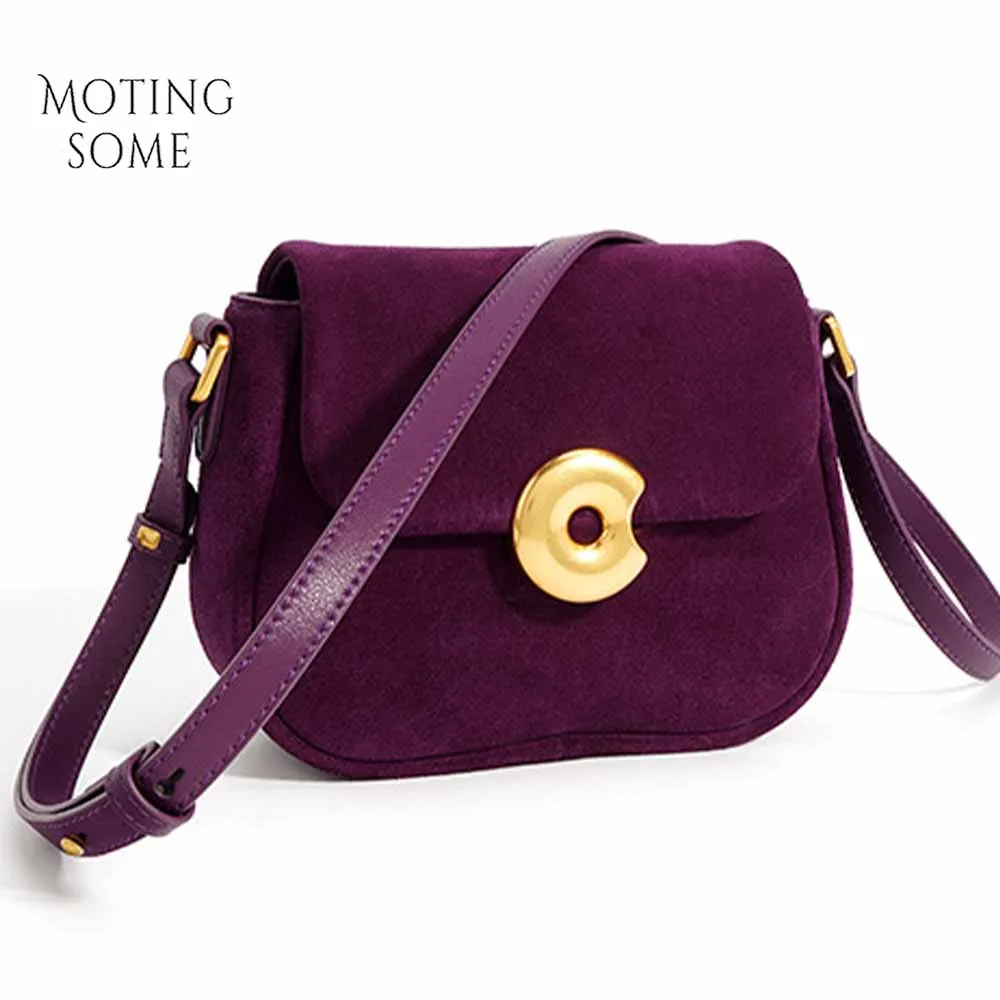 

Motingsome Autumn New Suede Cowhide Leather Woman Bags Crossbody Shoulder Saddle Purses Mini Tote Lady Handbag and Purses 2023