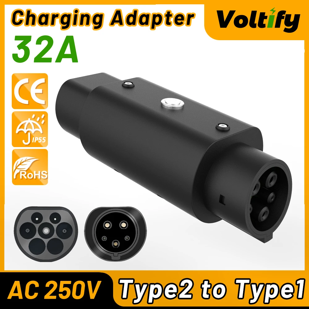 

LONLINK Type2 To Type1 J1772 32A Electric Vehicle Charging Converter Connector Adapter IEC 62196 EVSE EV Charger Socket Plug