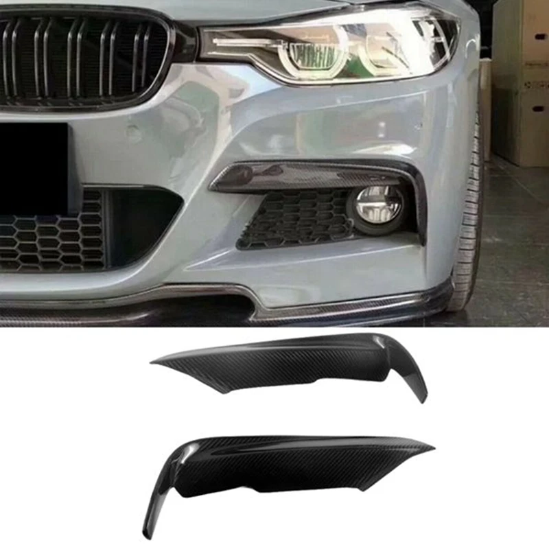 

Carbon Fiber Front Fog Lights Eyebrow Bumper Splitters Fins Trim For-BMW 3 Series 320 328 330 F30 F35 MAD 2012-2018