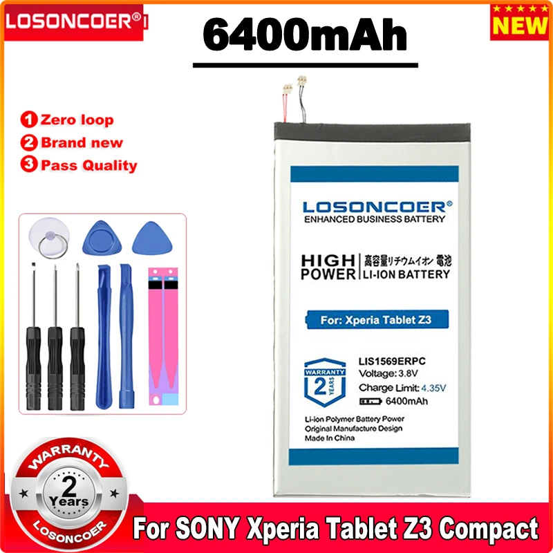 Аккумулятор LOSONCOER 6400 мАч LIS1569ERPC для Sony Xperia Tablet Z3 Compact SGP611 SGP612 SGP621, бесплатные инструменты
Аккумулятор LOSONCOER 6400 мАч LIS1569ERPC для Sony Xperia Tablet Z3 Compact SGP611 SGP612 SGP621, бесплатные инструменты