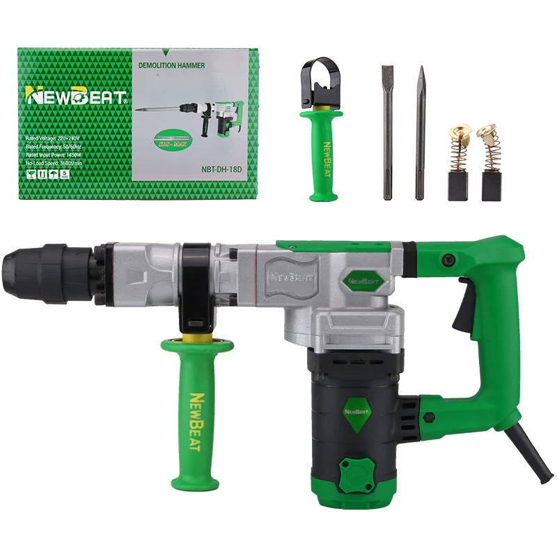 NewBeat OEM 220V 110V Heavy Hammer Breaker Professional 1450W 3100T/MIN High Quality Demolition Hammer NBT-DH-18D
NewBeat OEM 220V 110V Heavy Hammer Breaker Professional 1450W 3100T/MIN High Quality Demolition Hammer NBT-DH-18D