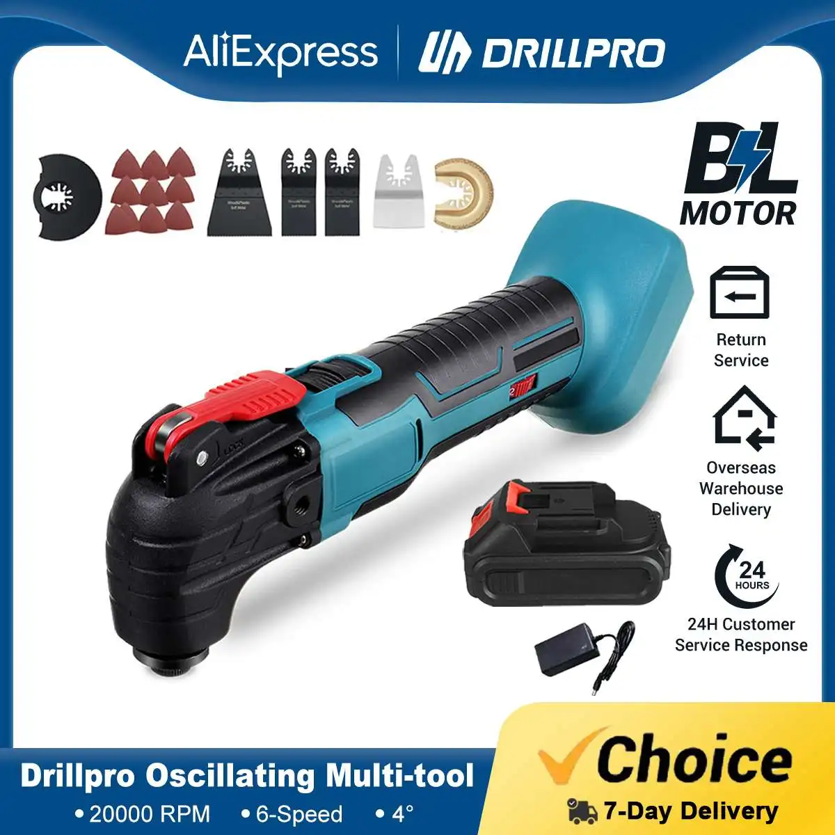 

Drillpro Cordless Oscillating Multi Function Tool Electric Saw Trimmer Shovel Cutting Machine Woodworking Tool for 18V Battery