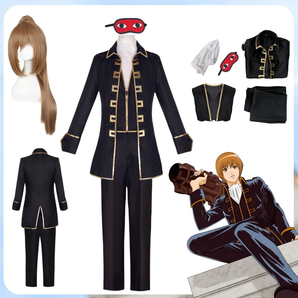 

Костюм для косплея аниме GINTAMA Okita Sougo, униформа для женщин и мужчин, косплей костюм Okita Soug Cos, парик, костюмы на Хэллоуин