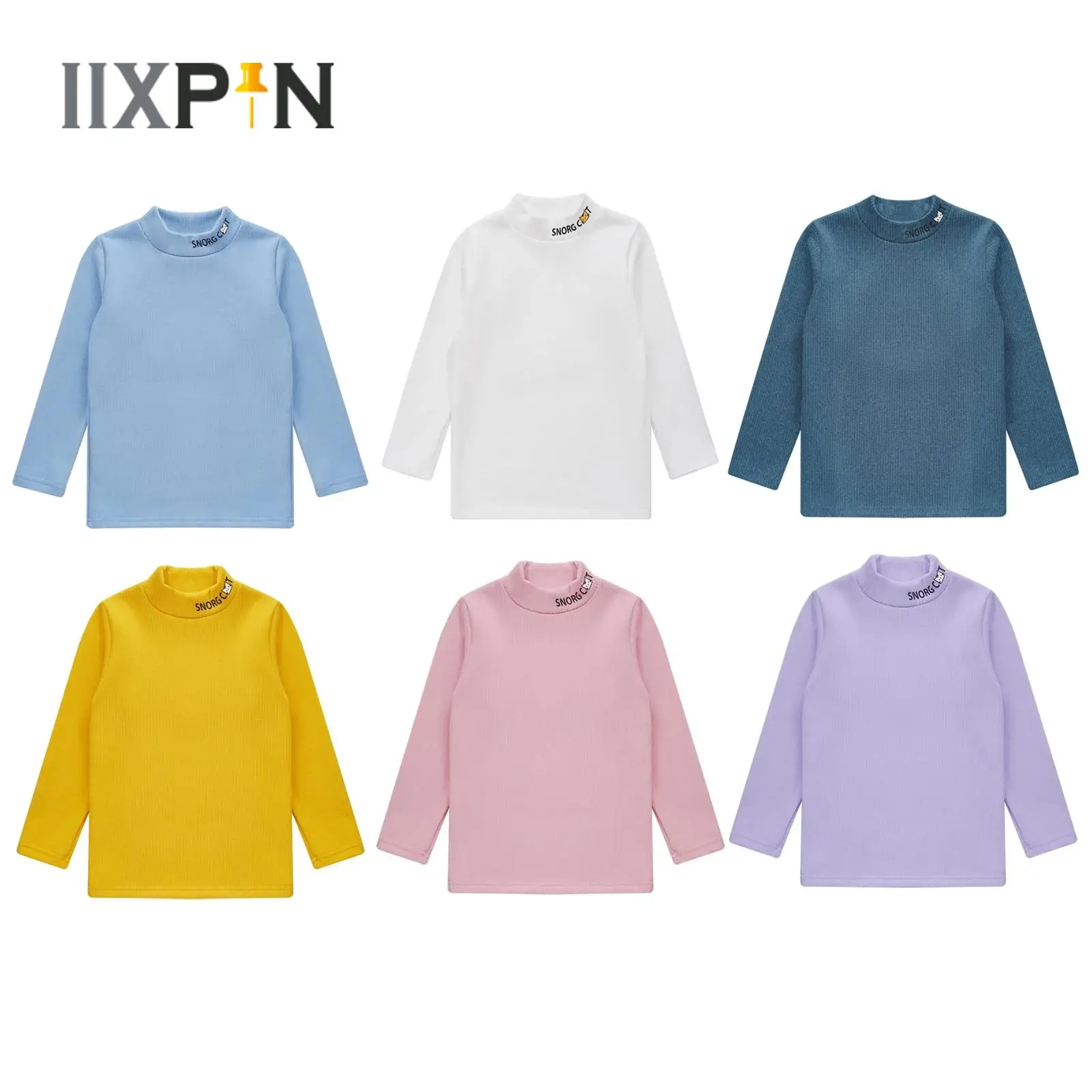 

Kids Ribbed Thermal Underwear Top Girls Boys Autumn Winter Warm Mock Neck Long Sleeve T-shirt Undershirt Loungewear Sleepwear