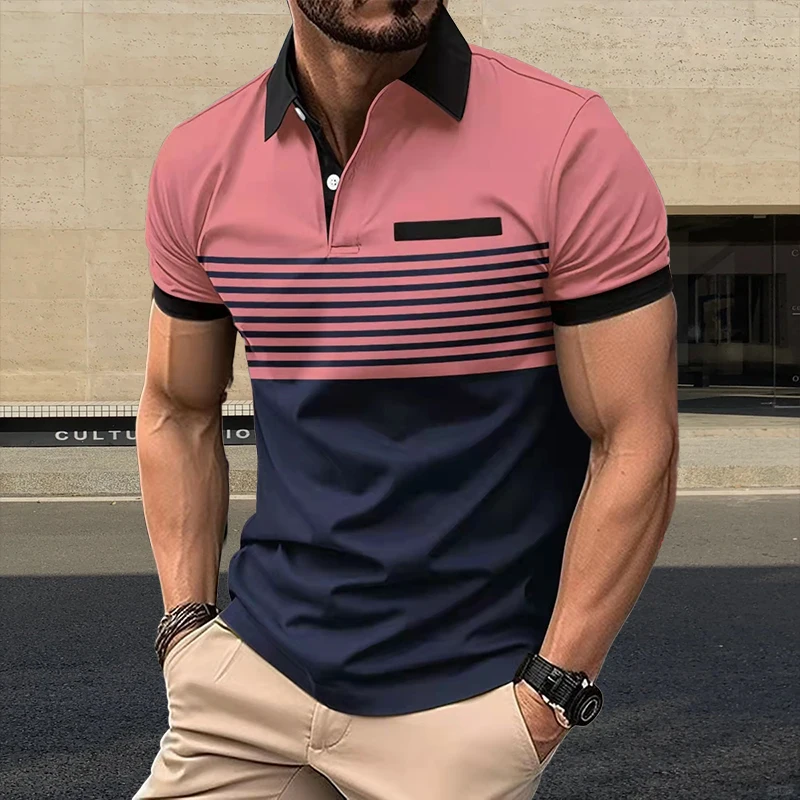 Hot selling striped men's summer polo shirt, fashionable and personalized polo shirt, men's business casual top
Hot selling striped men's summer polo shirt, fashionable and personalized polo shirt, men's business casual top