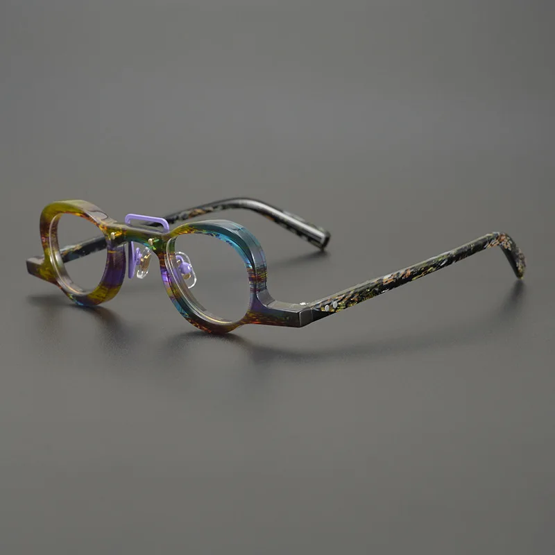 

Japanese Vintage Classical Color Acetate Glasses Men Round Myopia Optical Prescription Titanium Eyeglasses Frame Women