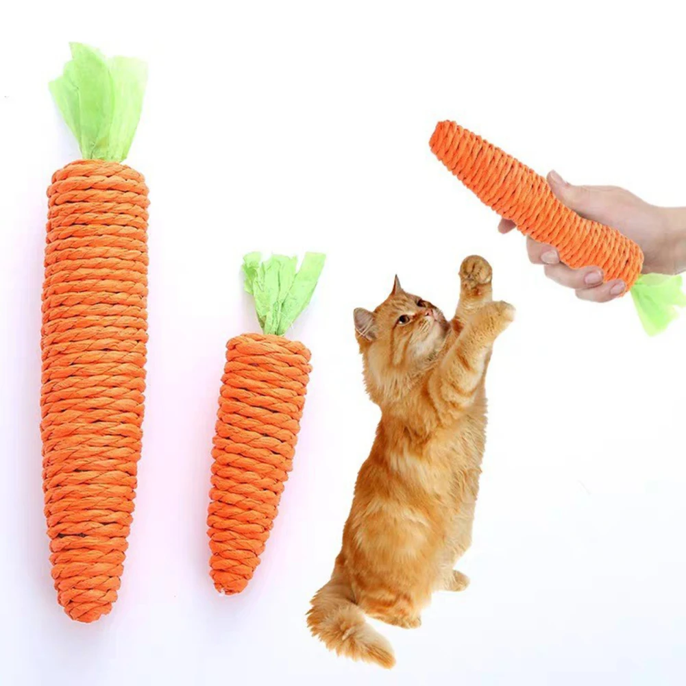 

Игрушки для кошек, Милая бумажная веревка в форме моркови, палочка для кошек, устойчивая к укусам, снятие стресса, интерактивные игрушки, товары для домашних животных для котят