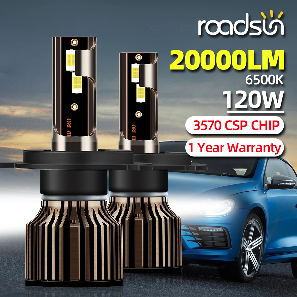 

120W H4 LED Headlight H1 H7 H8 H9 9005 HB3 9006 HB4 H11 Car Light 20000LM 3570 CSP Chips 6500K Auto Lamp Hight Low Beam Bulbs