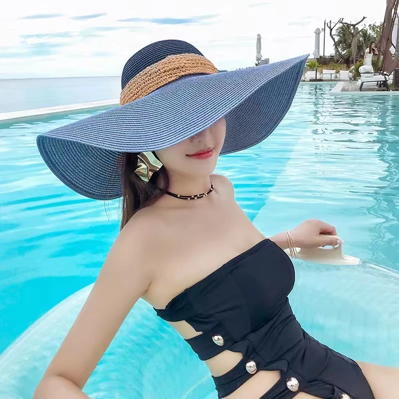 Female Summer Big Brim Splicing Color Straw Hat Fashion Sun Protection Beach Sun Hat Foldable Spring Outing Basin Cap Wholesale
Female Summer Big Brim Splicing Color Straw Hat Fashion Sun Protection Beach Sun Hat Foldable Spring Outing Basin Cap Wholesale